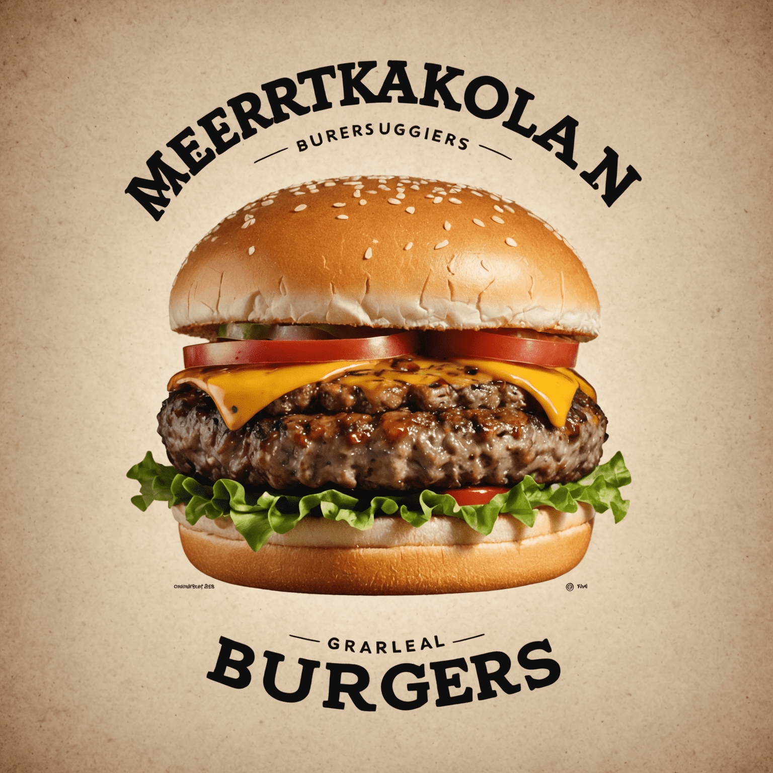 Mertikanolan Burgers logo featuring a juicy marbled beef burger with fast delivery icon