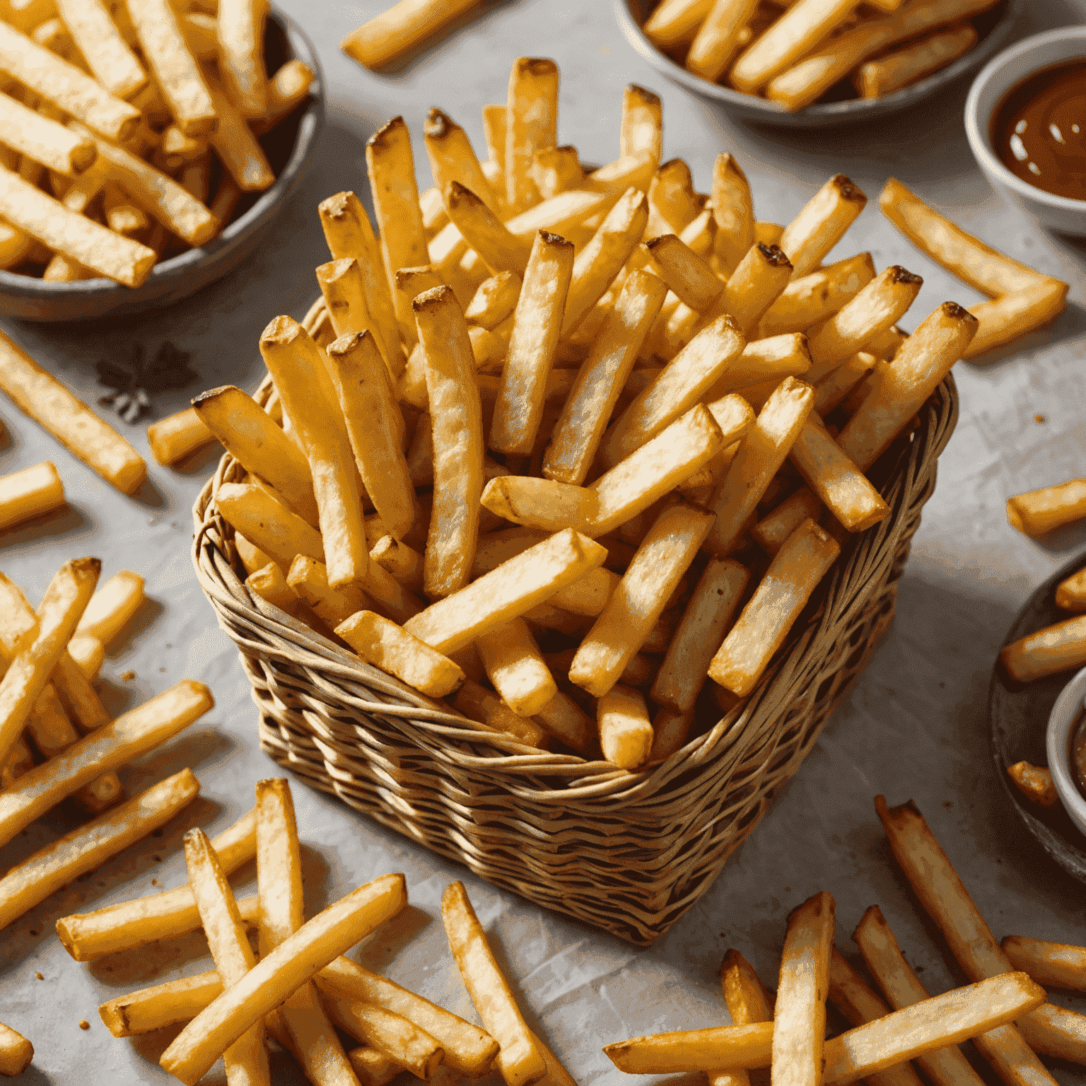 A basket of golden, crispy french fries