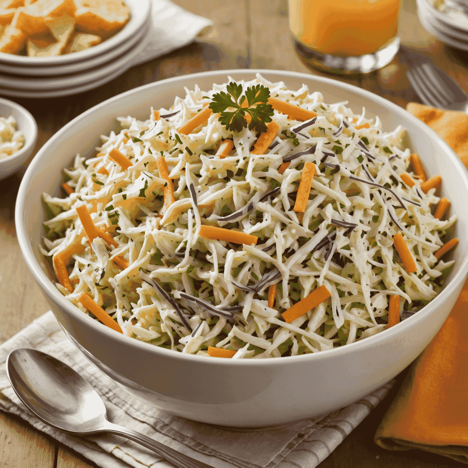 A bowl of fresh, creamy coleslaw